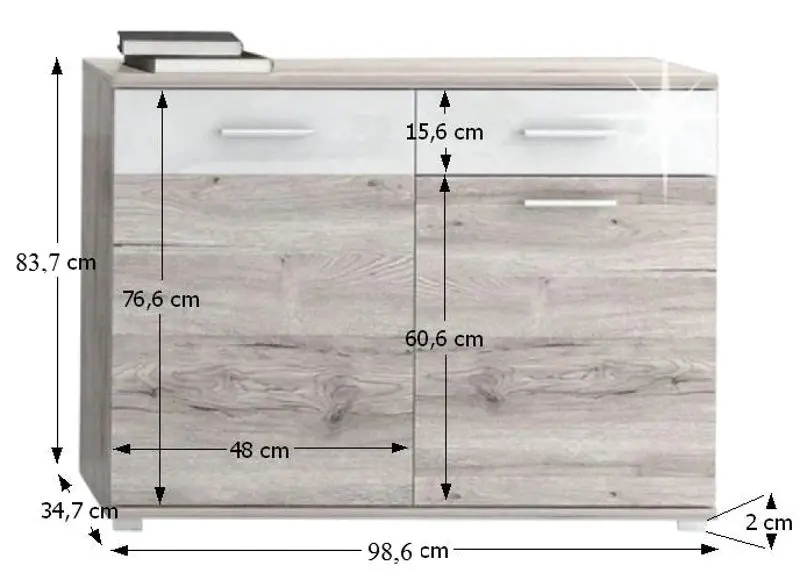 Tumba Mobhaus Rachel Typ 3 (Canyon Oak/White Extra Gloss)