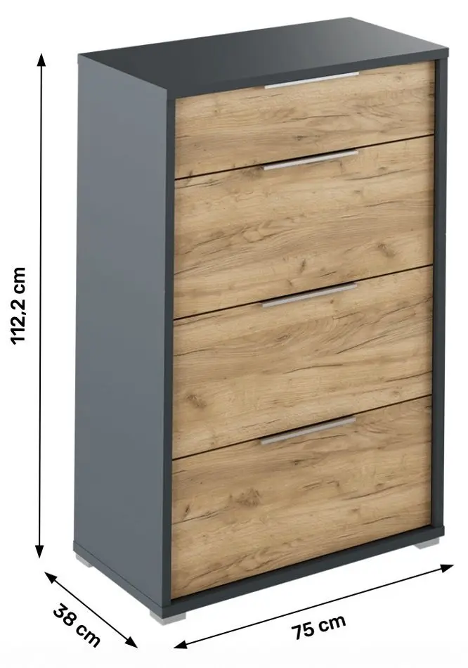 Comoda Tempo Kondela Rioma New Typ 22 (Graphite/Artisan Oak)