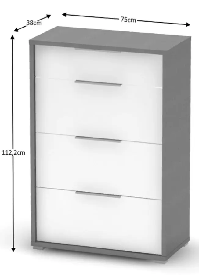 Комод Tempo Kondela Rioma New Typ 22 (Graphite/White)