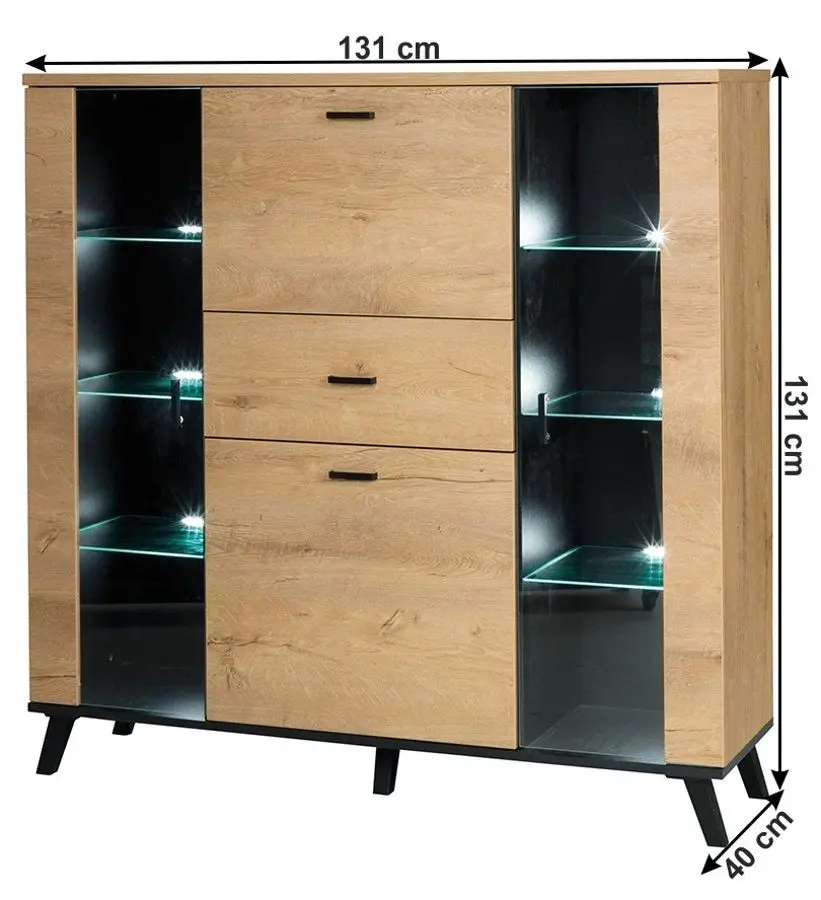 Тумба-витрина Mobhaus Siran Typ 3 (Lefkas Oak/Black)