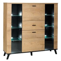 Tumba-vitrina Mobhaus Siran Typ 3 (Lefkas Oak/Black)