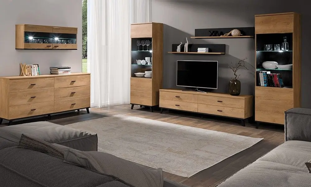 Dulap-vitrina suspendat Mobhaus Siran Typ 9 (Lefkas Oak)