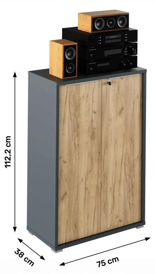 Dulap Tempo Kondela Rioma New Typ 09 (Graphite/Artisan Oak)