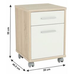 Tumba cu rotile Mobhaus Johan 2 New 07 (Sonoma Oak/White) Thumb