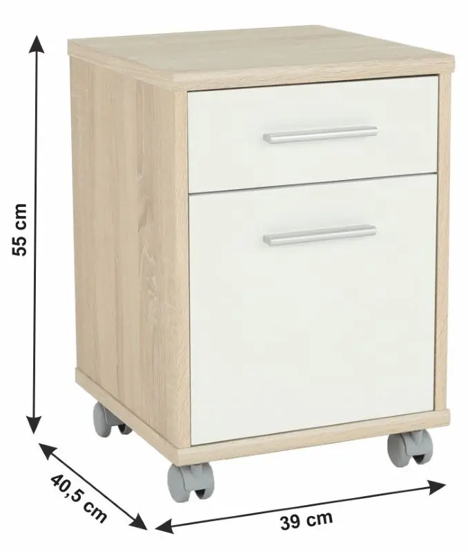 Tumba cu rotile Mobhaus Johan 2 New 07 (Sonoma Oak/White)