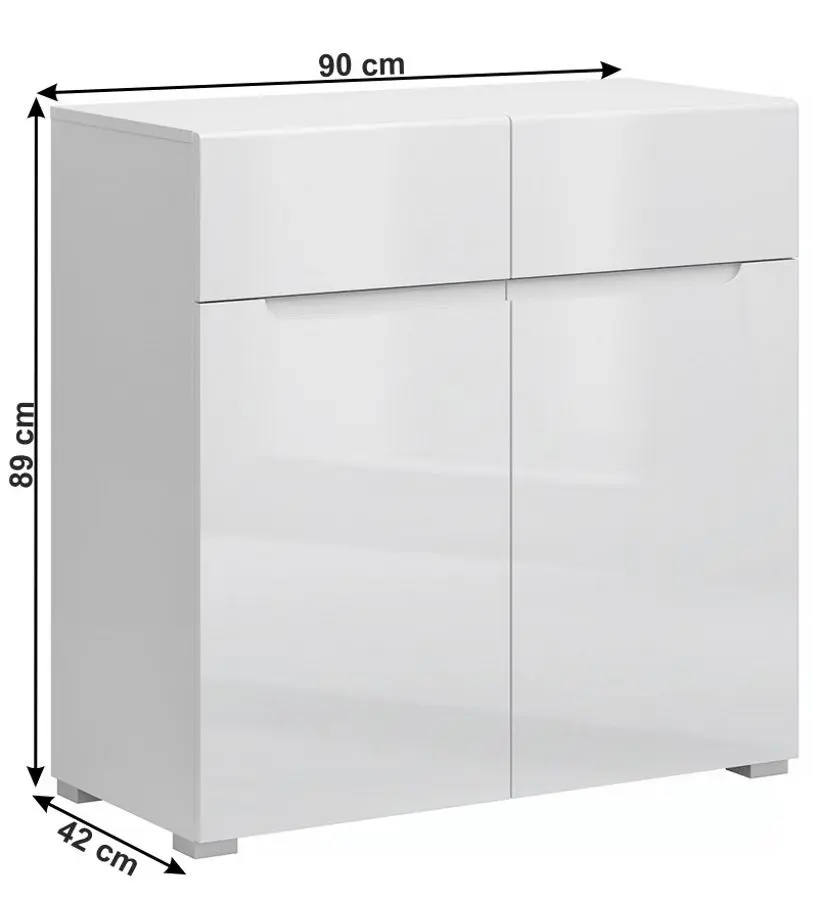 Тумба Mobhaus Jolk 2D2S (White/White Extra High Gloss) - 4