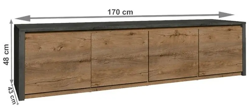 Тумба РТВ Mobhaus Montana K4D (Lefkas Oak Dark/Gray Smooth) - 2