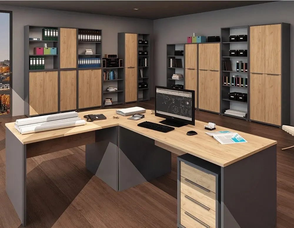 Tumba cu rotile Tempo Kondela Rioma New Typ 14 (Graphite/Artisan Oak)