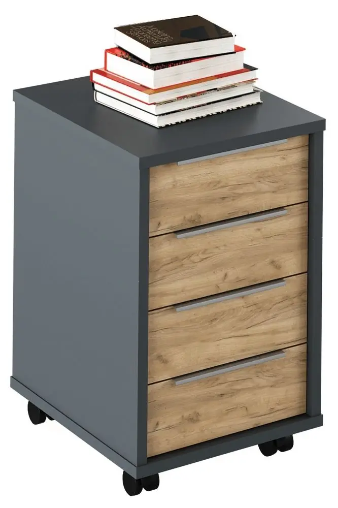 Tumba cu rotile Tempo Kondela Rioma New Typ 14 (Graphite/Artisan Oak)