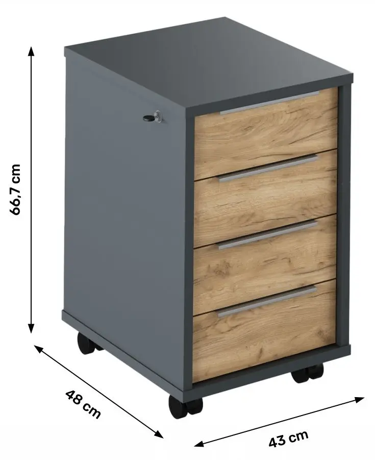 Tumba cu rotile Tempo Kondela Rioma New Typ 30 (Graphite/Artisan Oak) - 3