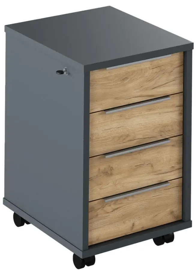 Tumba cu rotile Tempo Kondela Rioma New Typ 30 (Graphite/Artisan Oak)