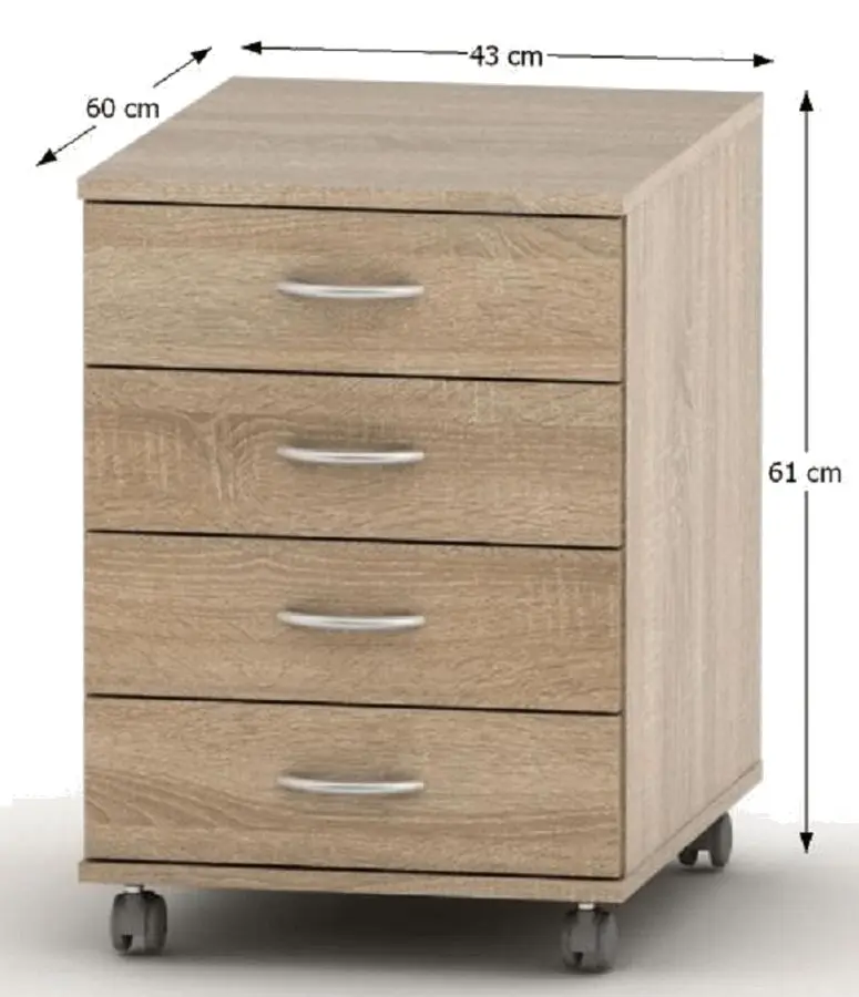 Tumba cu rotile Mobhaus Tempo Asistent New 015 (Sonoma Oak)