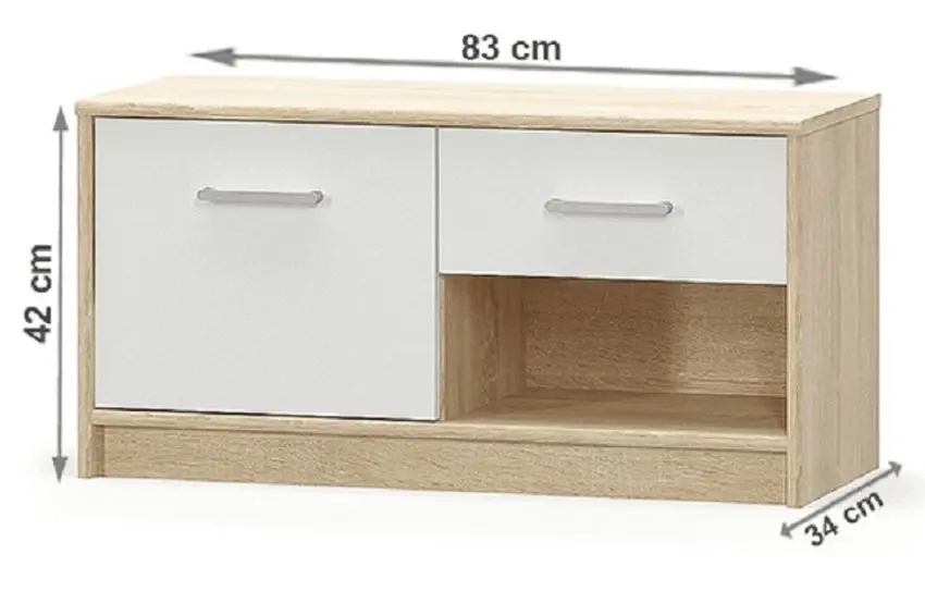 Tumba Mobhaus Teyo 1D1S (White/Sonoma Oak) - 2