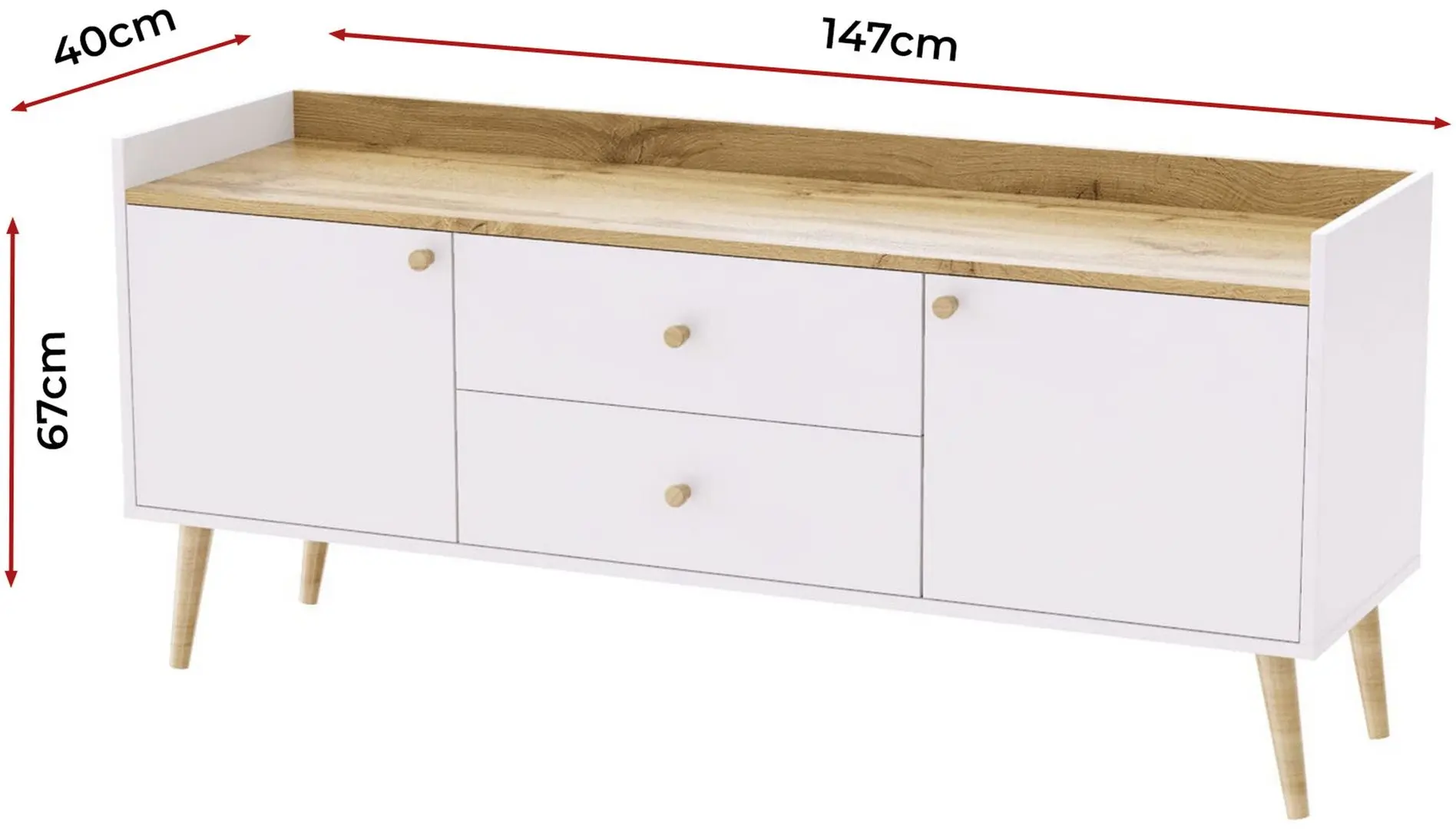 Tumba-Bufet MobiCasa Asgard 147x67x40 (Tahoe/White) - 3