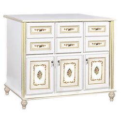 Comoda Skay Verona 1390 White/Gold (cu desen)