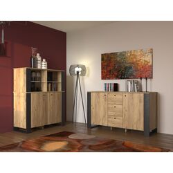 Comoda Sokme Old Vud 2U3S (Craft Oak Gold/Black) Thumb