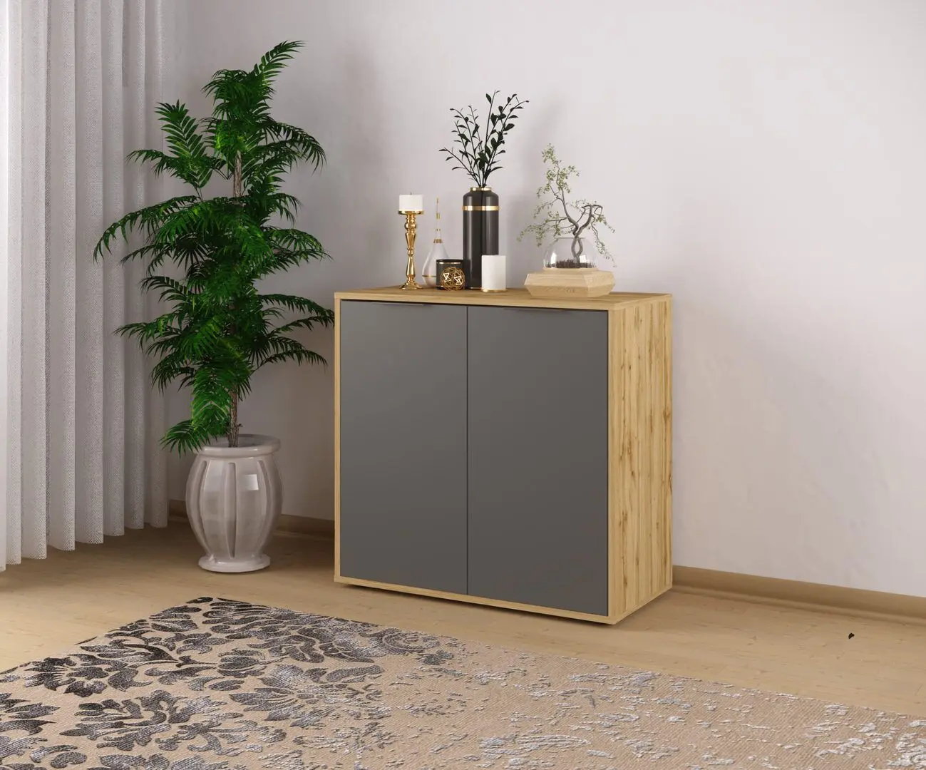 Тумба Sokme Нитро 2Д (Дуб Вотан/Серый)