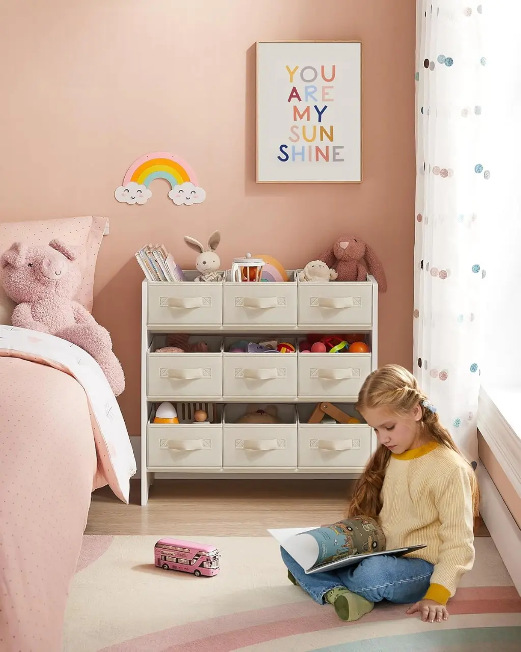 Etajera-organizer de jucării Songmics GKR033W10 (Cloud White)