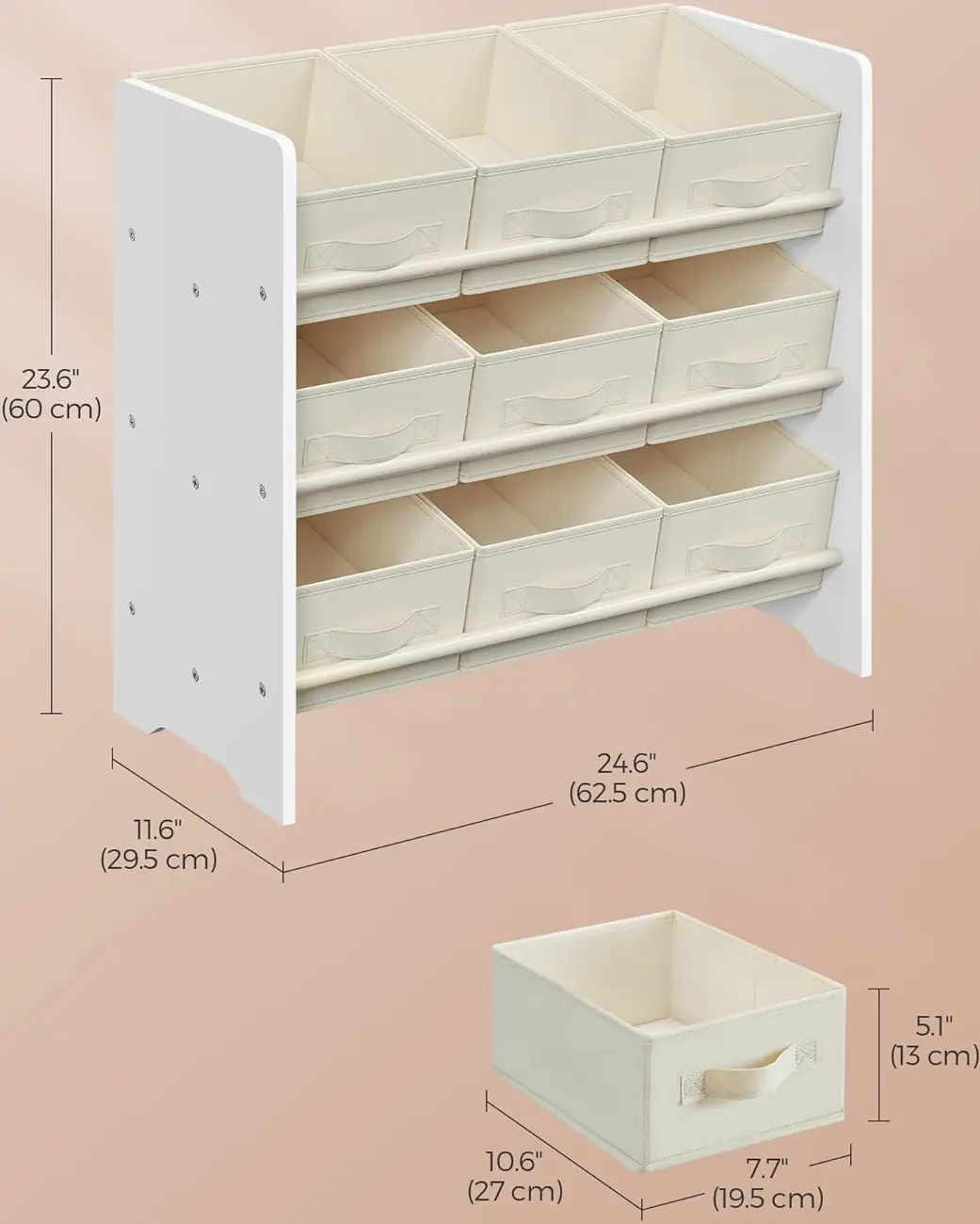 Etajera-organizer de jucării Songmics GKR033W10 (Cloud White)
