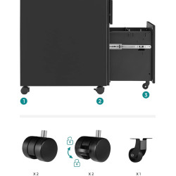 Tumba cu rotile Songmics OFC031B01 (Black) Thumb