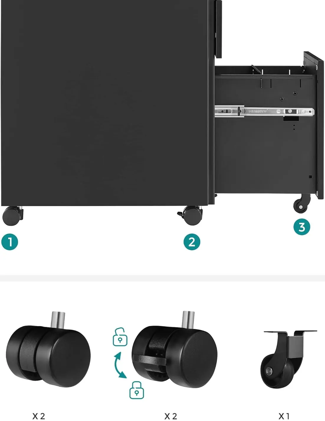Tumba cu rotile Songmics OFC031B01 (Black) - 6