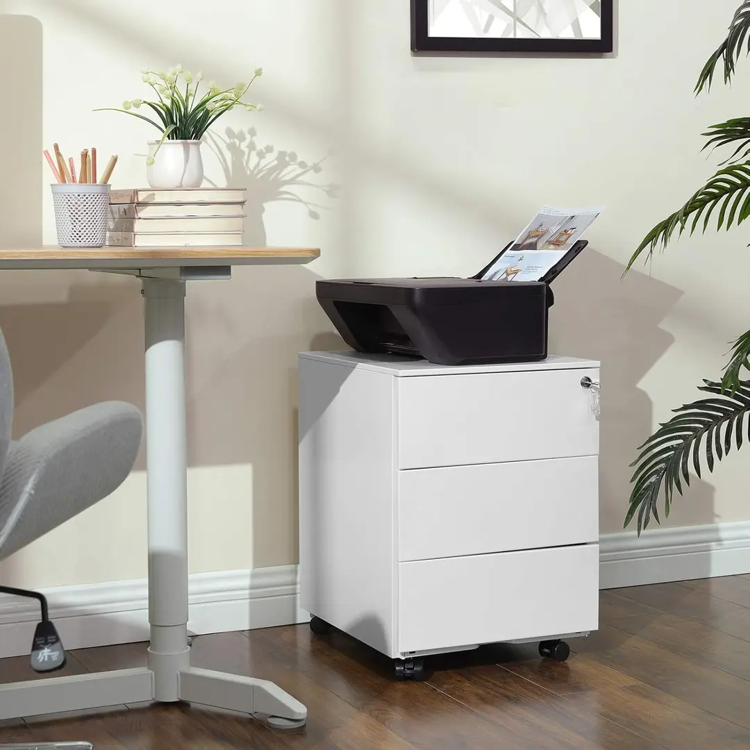 Tumba cu rotile Songmics OFC63WT (White)