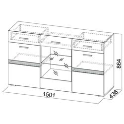Comoda-Vitrina SV-Mebel Solo (White/White Gloss/Wenge) Thumb