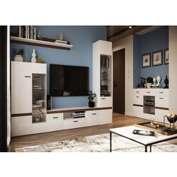 Comoda-Vitrina SV-Mebel Solo (White/White Gloss/Wenge) Thumb