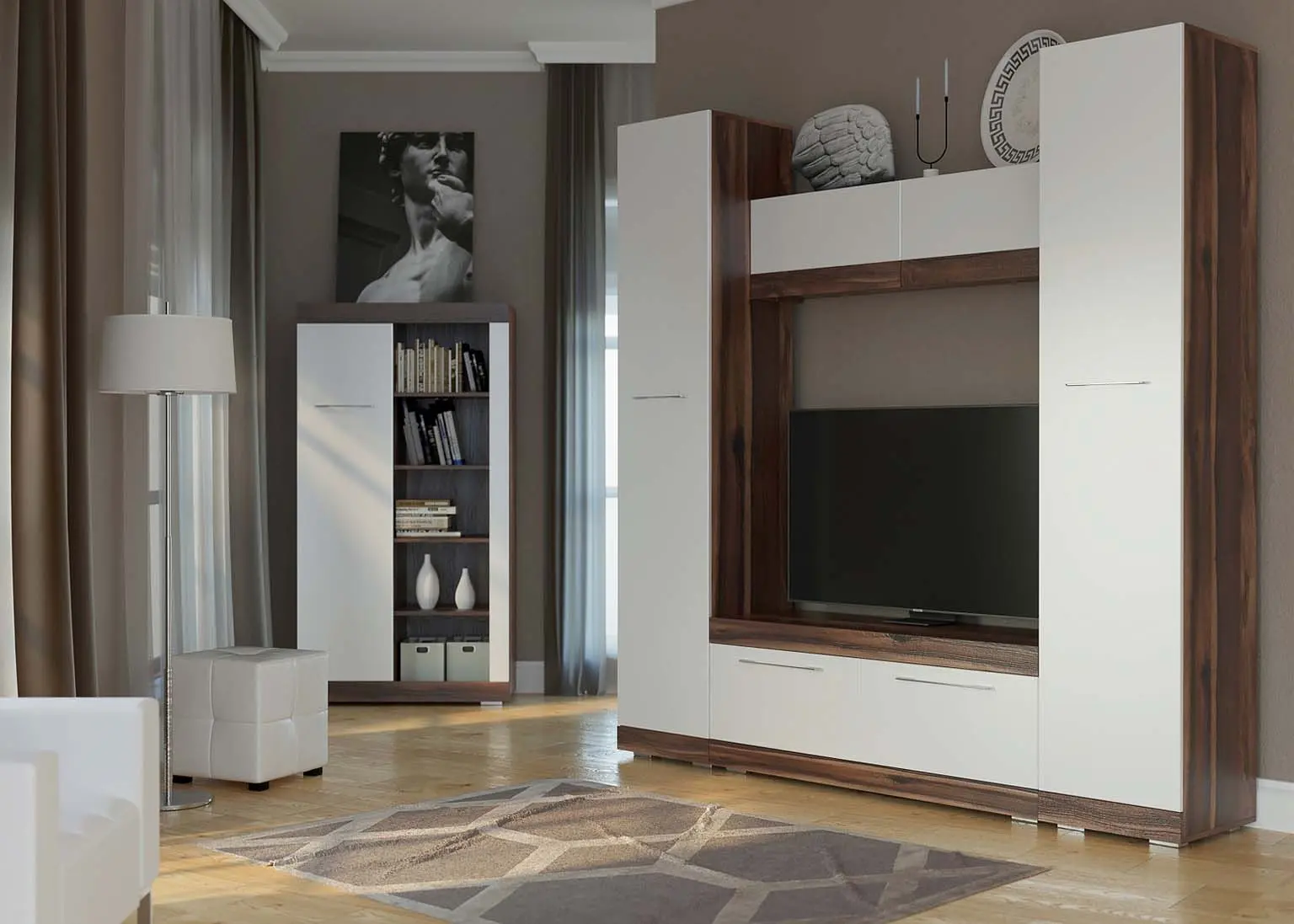 Шкаф многофункциональный SV-Mebel Ницца (Истанбул/Белый Глянец) - 4