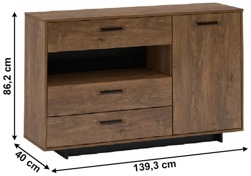 Tumba Tempo Kondela Delis E (Bolzano Oak/Black)