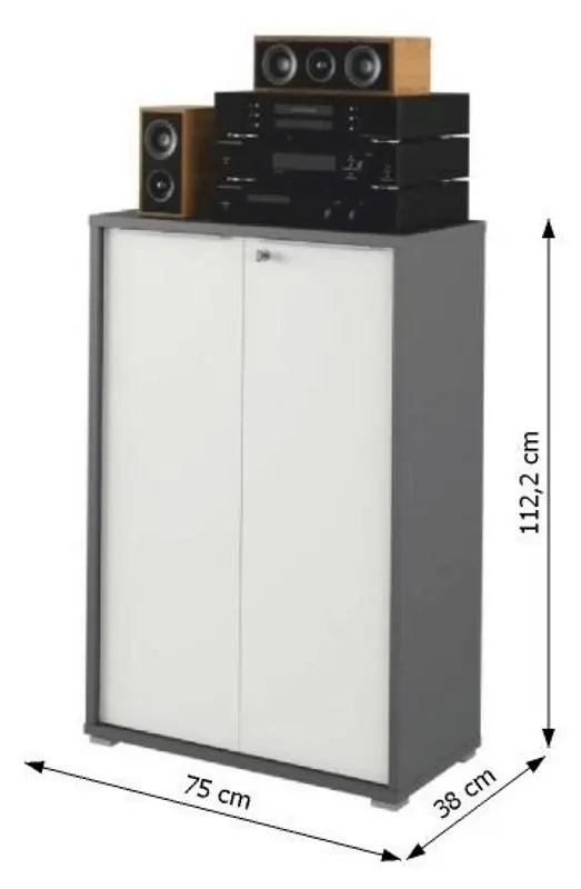 Шкафчик Tempo Kondela Rioma New Typ 09 (Graphite/White) - 2