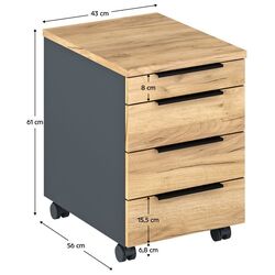 Tumba cu rotile Tempo Kondela Klaudius Tip 6 (Graphite/Artisan Oak) Thumb