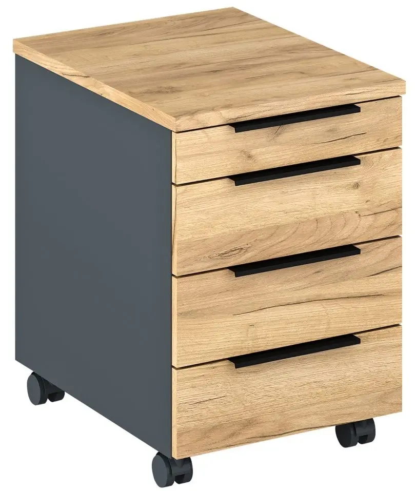 Tumba cu rotile Tempo Kondela Klaudius Tip 6 (Graphite/Artisan Oak)