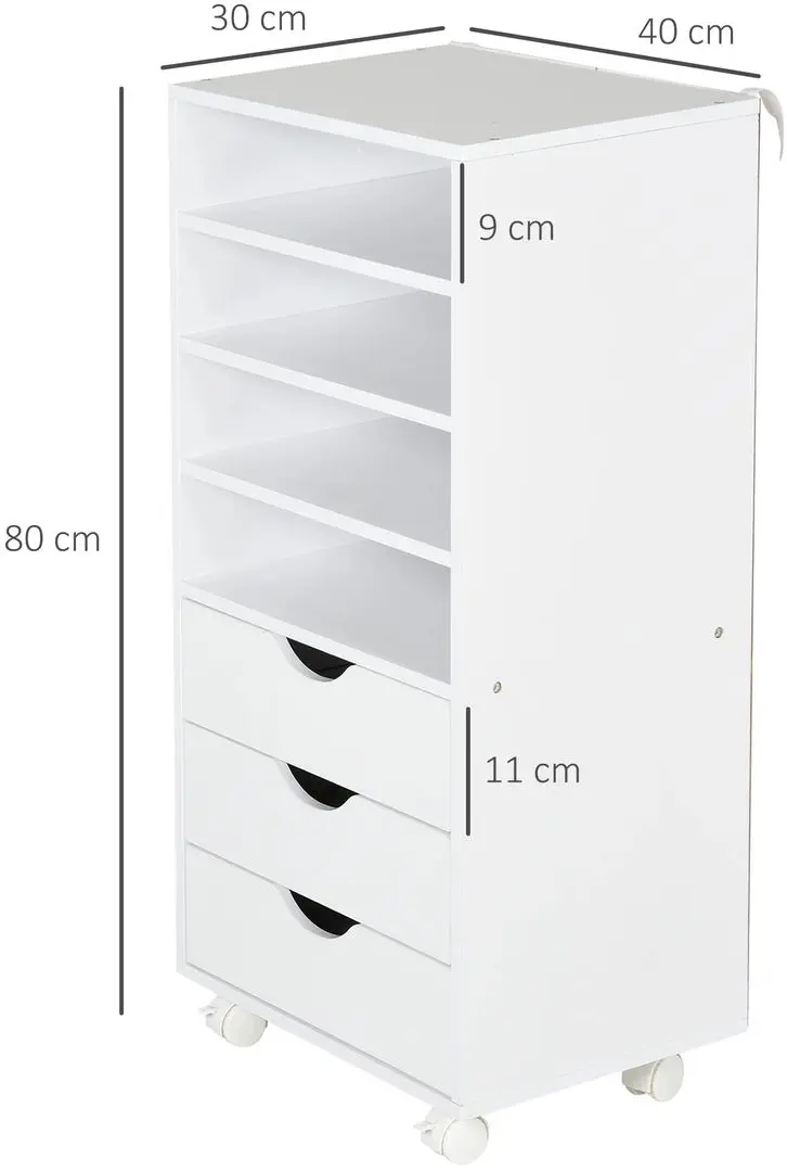 Tumba cu rotile Vinsetto 924-010 40x30x83 cm (White)