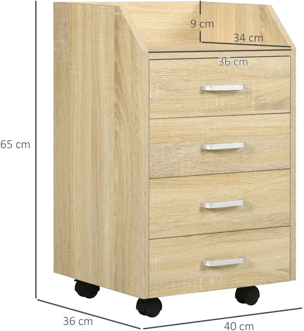 Tumba cu rotile Vinsetto 924-036ND 40x36x65 cm (Natural Wood)