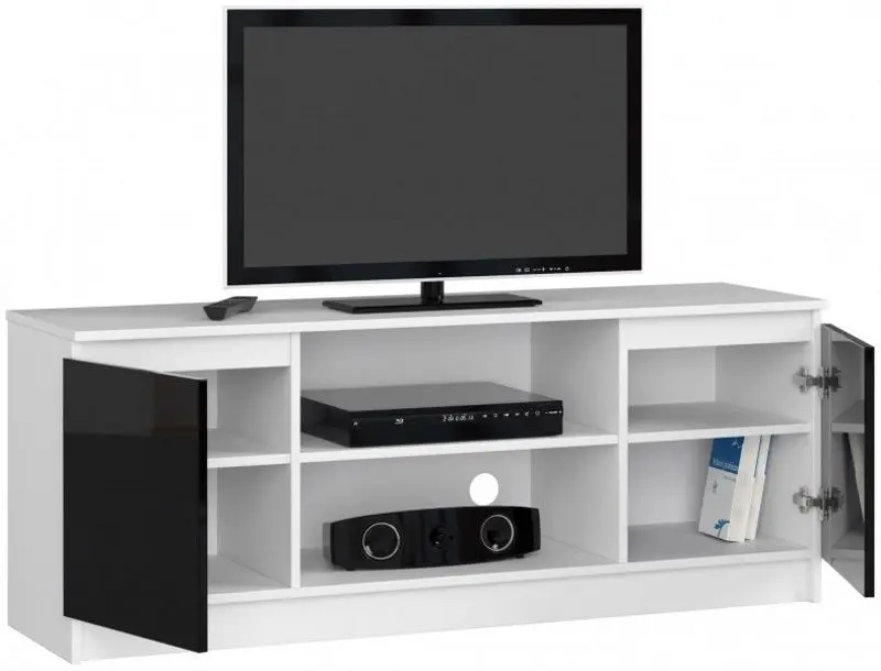 Tumba pentru TV Akord K140 2D1P (White/Black Gloss)