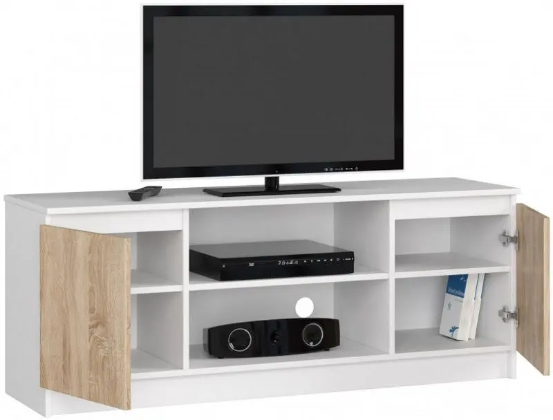 Tumba pentru TV Akord K140 2D1P (White/Sonoma Oak)