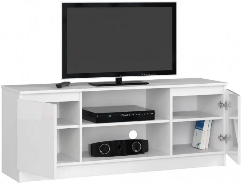 Tumba pentru TV Akord K140 2D1P (White/White Gloss)