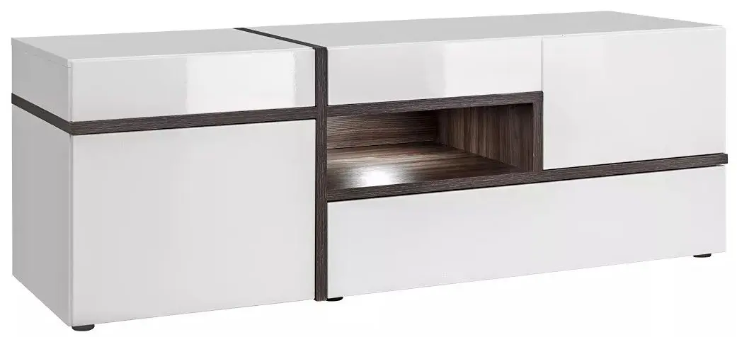 Тумба РТВ ASM Cross PEW CS RTV (White/White Gloss/Perla Elm)