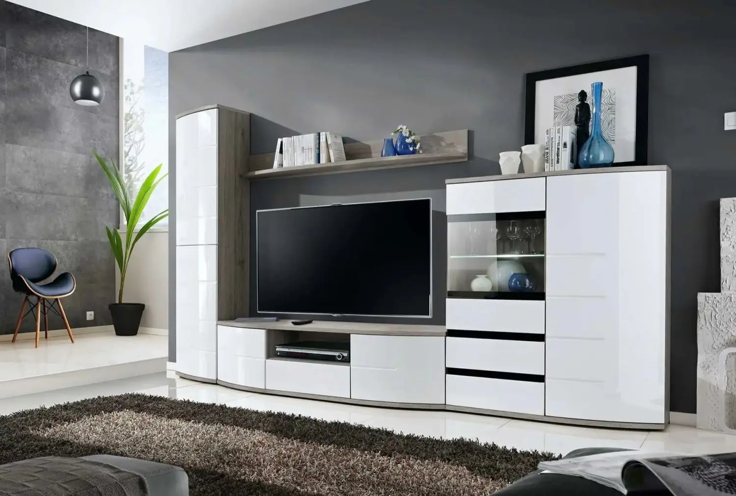 Тумба РТВ ASM Ontario I SRW OR1 (Sanremo Oak/White Gloss) - 3