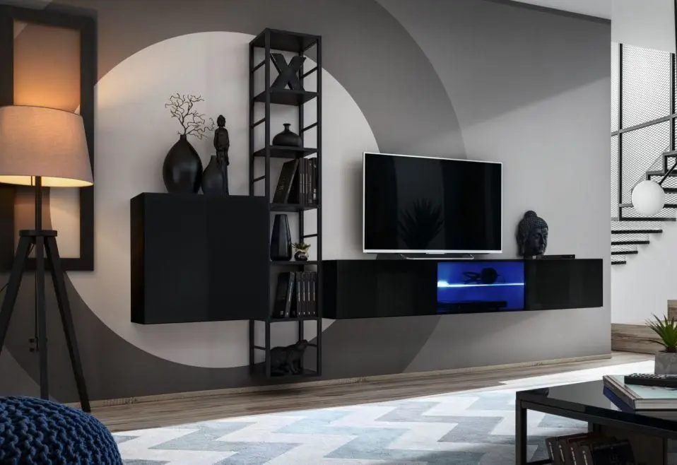 Тумба РТВ ASM Switch ZZ SW RTV3 (Black/Black Gloss) - 2