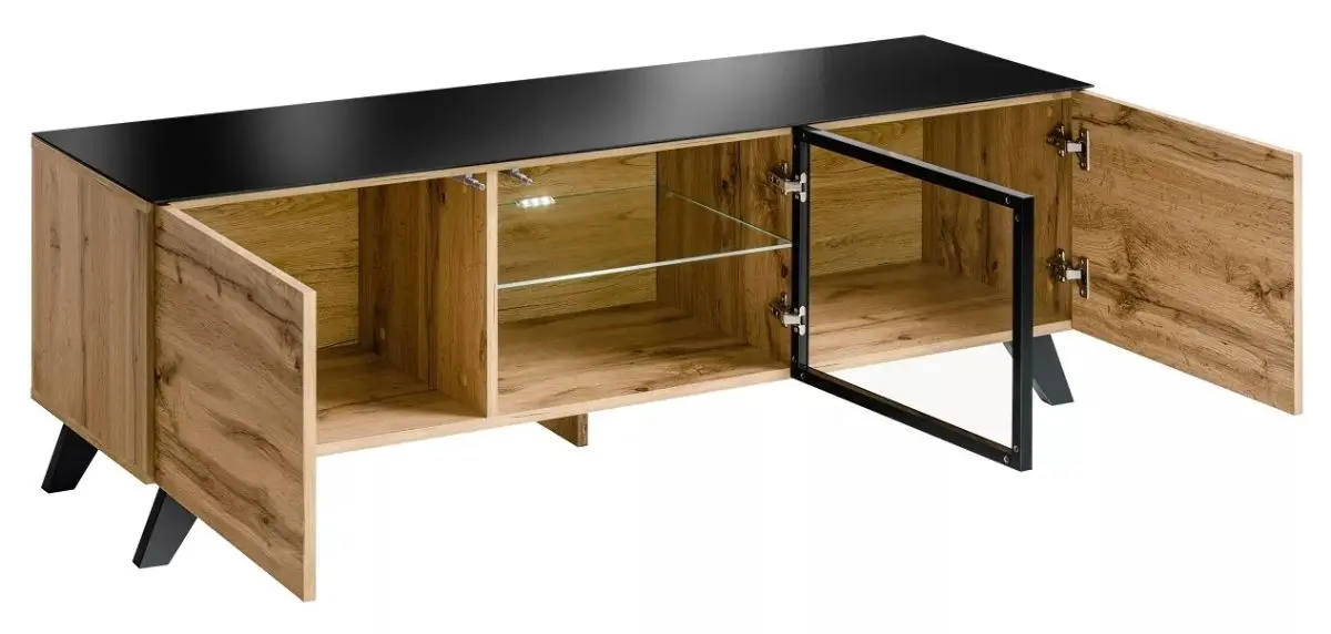 Тумба РТВ ASM Thin WT THR (Wotan Oak/Black Glass) - 2