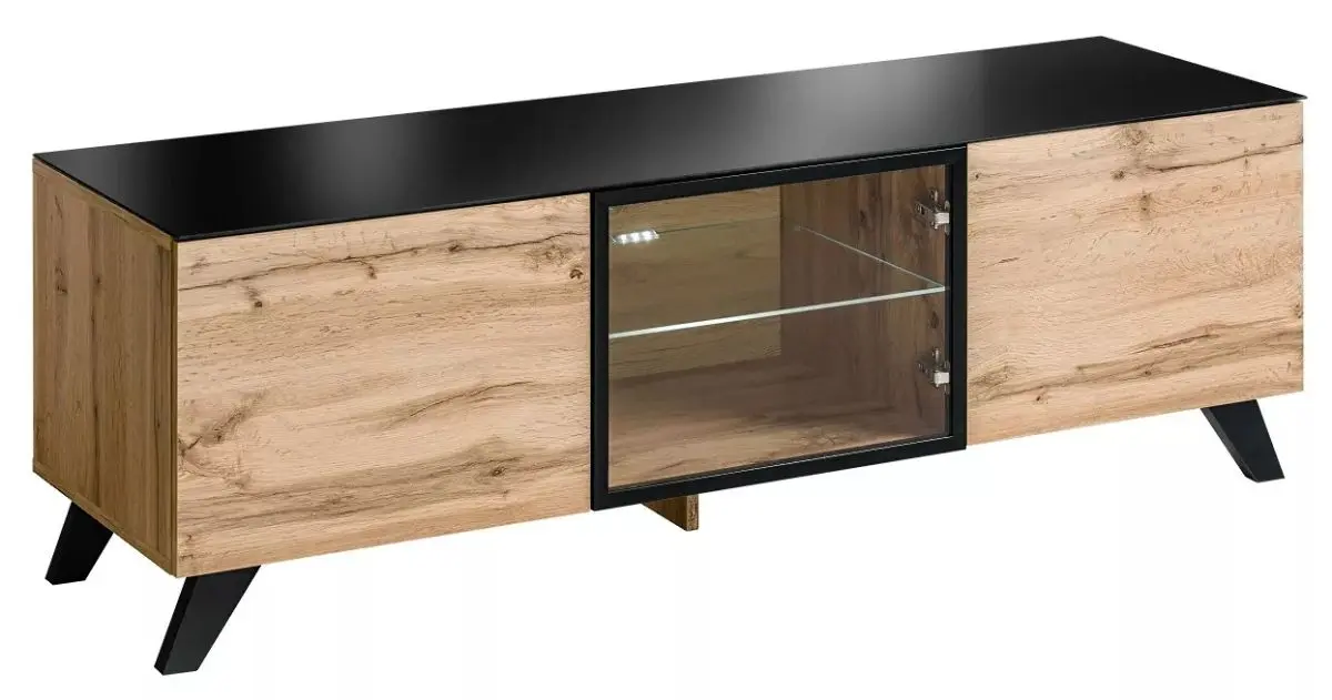 Тумба РТВ ASM Thin WT THR (Wotan Oak/Black Glass)