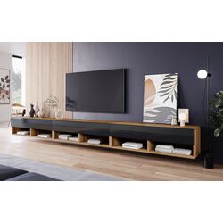 Tumba pentru TV Bratex A 300 (Wotan Oak/Black Gloss)