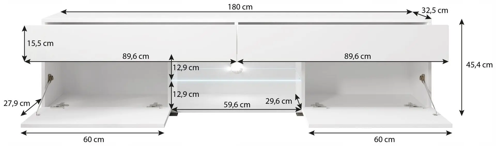 Tumba pentru TV Bratex Carrera 180 (White/White Gloss)