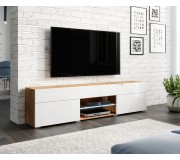 Tumba pentru TV Bratex Carrera 180 (Wotan Oak/White Gloss)