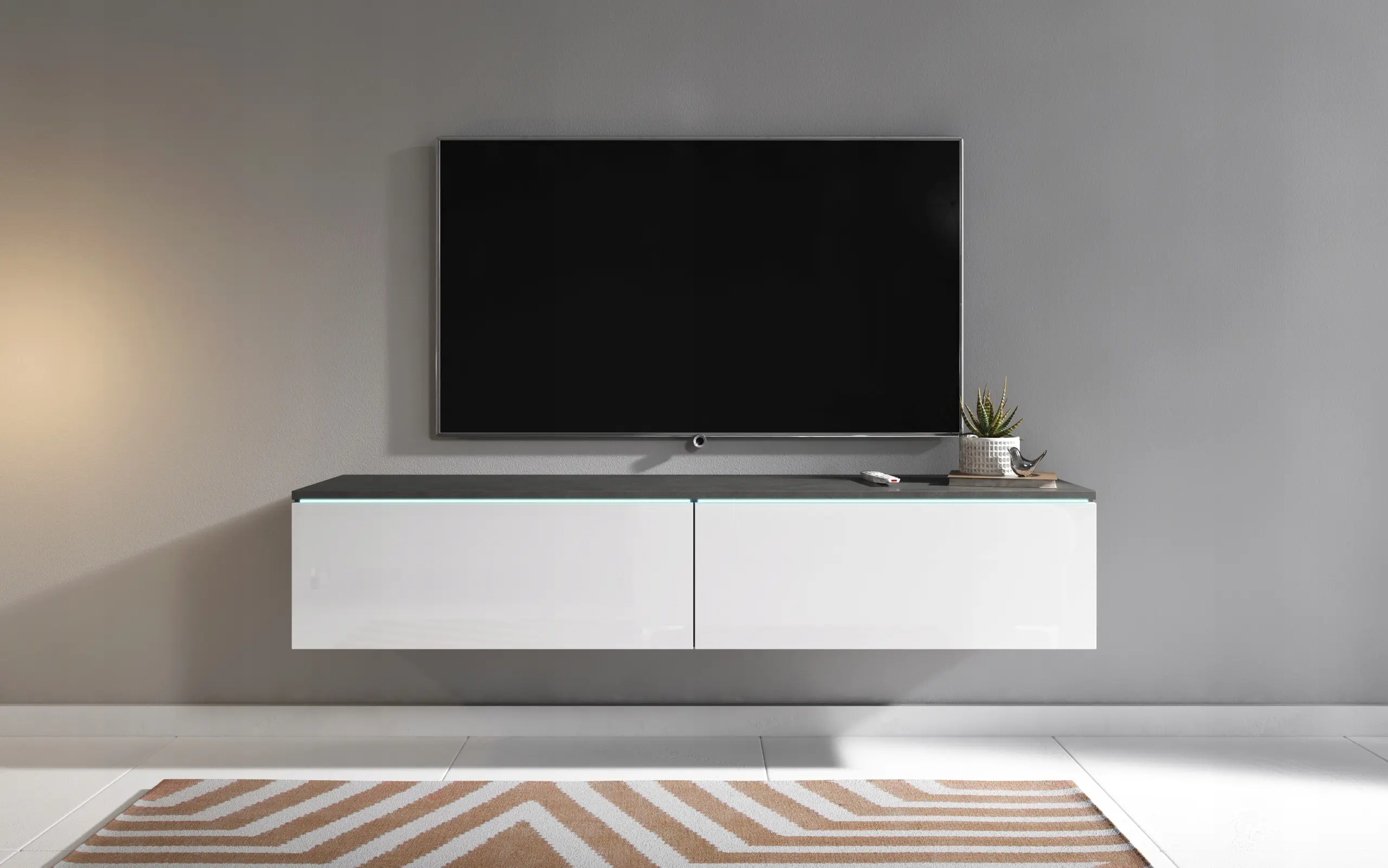 Tumba pentru TV Bratex D140 (Matera/White Gloss) - 2