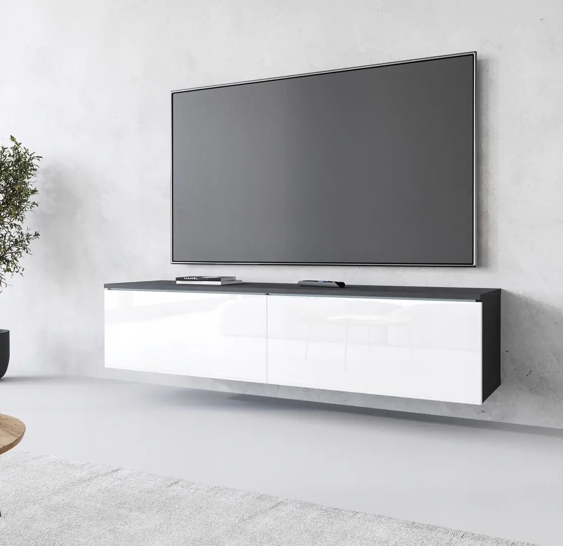 Tumba pentru TV Bratex D140 (Matera/White Gloss)