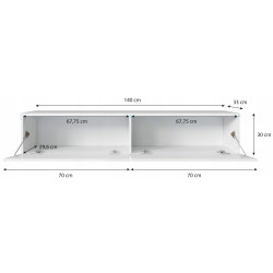 Tumba pentru TV Bratex D140 (White/Grey Gloss) Thumb