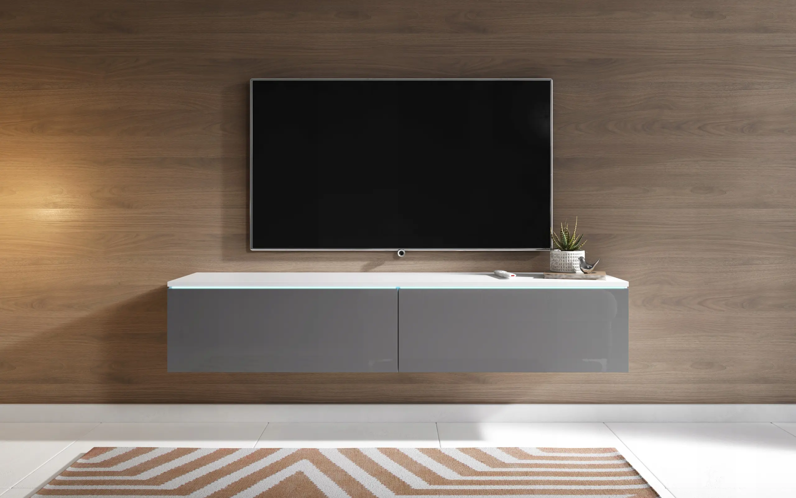 Tumba pentru TV Bratex D140 (White/Grey Gloss) - 4